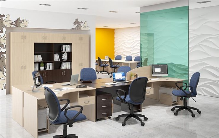 Офисный комплект мебели SIMPLE с эргономичными столами, тумбами, шкафами в Магадане - изображение 5
